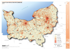 La densité de population par commune en 2011