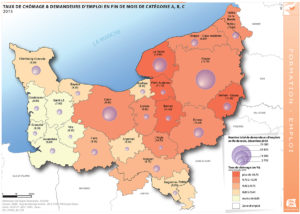 Taux de chômage & demandeurs d'emploi en fin de mois de catégorie A, B, C - 2015