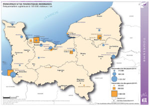 Principaux sites touristiques normands - Fréquentation supérieure à 100 000 visiteurs / an