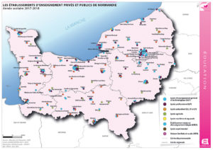 Les établissements d'enseignement privés et publics de Normandie - Année scolaire 2017-2018